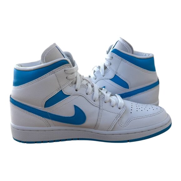 Air Jordan 1 Mid UNC Women's 7.5 EUC White Carolina Blue BQ6472-114 AJ1 Sneaker - Picture 5 of 8